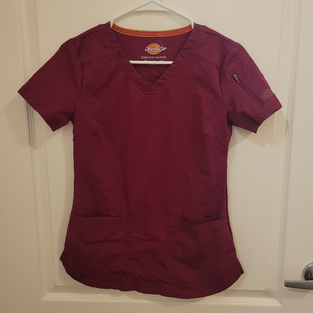 Dickies Women's Burgundy V-Neck Top